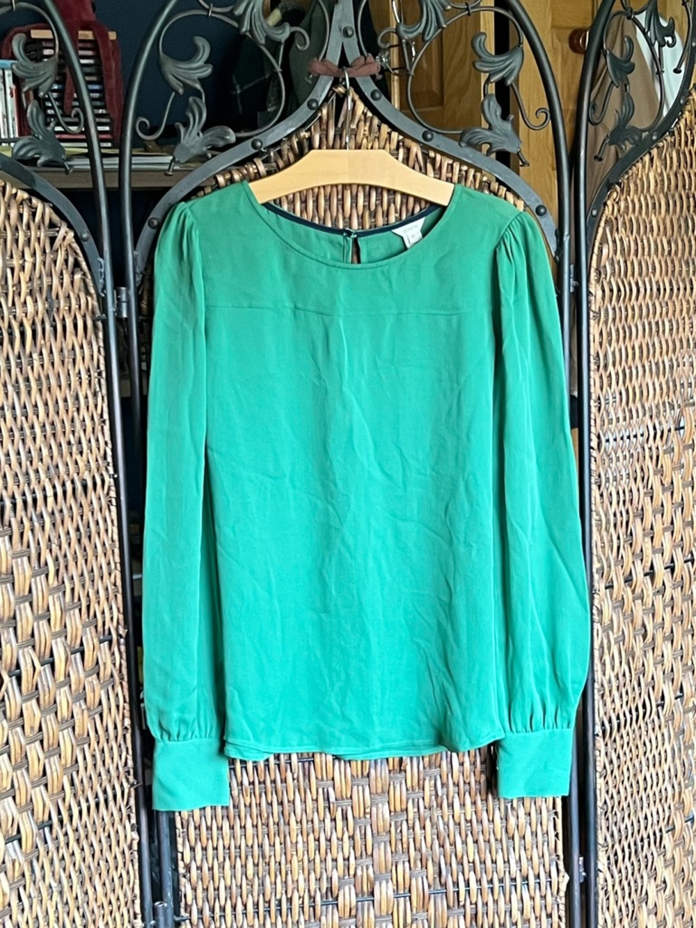 0P J. Crew Silk Green Blouse